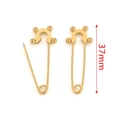 Golden 37mm stainless steel safety pin brooch with decorative small round beads - Gold Beaded Style (B)