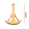 18 mm goldener Yoga-Meditationsanhänger aus Edelstahl für die Schmuckherstellung - Yoga-Meditationssilhouette (Gold 15)