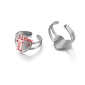 Base per anello a cuore in acciaio inossidabile argento con fascia doppia regolabile - Vassoio a Doppio Strato a Forma di Cuore (Steel-G)