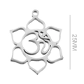 Anhänger aus Edelstahl 25mm in Lotus-Form mit Om-Symbol für die DIY Schmuckherstellung - Om Lotus Design (Stahlfarbe 13)
