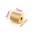 Golden 7mm mesh textured stainless steel cylinder tube bead for DIY jewelry making - 6x7x2 Spiral Pattern / Gold