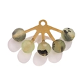Bohemian gold fan-shaped pendant with five light green natural stones for jewelry DIY - Single Piece / Light Green