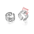 Anello aperto in acciaio inossidabile argento stile catena con piastra rettangolare 11x3mm - Vassoio di Giunzione Rettangolare a Catena (Steel-H)