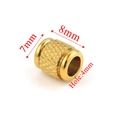 Golden stainless steel cylindrical bead with knurled diamond texture for DIY jewelry - Rounded Edge 7x8x4 Knurled / Gold