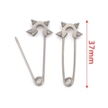 37mm silver stainless steel safety pin with punk style spike rivets for DIY jewelry - Steel Spike Style (C)