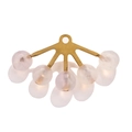 Bohemian gold stainless steel fan-shaped pendant with white pearl bead charms - Single Piece / Pink