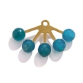 Bohemian fan-shaped gold pendant with five multi-faceted turquoise stone beads - Single Piece / Dark Blue