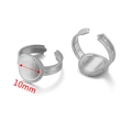 Base per anello regolabile argento 10mm con castone rotondo e trama a perline DIY - Vassoio Rotondo Incassato con Texture Perlata (Steel-J)