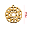 20mm gold stainless steel round pendant with hollow hexagram and sunburst design - Hexagram Mandala Style (Gold 3) / Gold