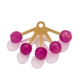 Golden fan-shaped bohemian pendant with vibrant rose red natural stone beads - Single Piece / Rose Red