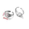 Base per anello regolabile in acciaio inossidabile argento per gioielli fai da te 7x8mm - Base Anello Ovale Griglia Antiscivolo (Steel-M)