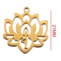 Goldener Lotus Yoga Anhänger mit 21mm Höhenangabe auf weißem Hintergrund für Schmuck - Lotus-Yoga-Silhouette (Gold 9)