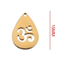 Goldener Yoga Om Tropfenanhänger aus Edelstahl für Schmuckherstellung mit 15mm Angabe - Om Tropfenform-Stil (Gold 12)