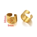 Anello regolabile in acciaio inossidabile dorato con base tonda da 9mm e trama - Base Anello Rotonda Motivo Radiale (Gold-D)