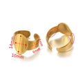 Anello regolabile dorato in acciaio inox con base ovale 14x10mm e bordo a palline - Decorazione Perlata con Base Ovale (Gold-F)