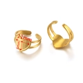 Anello regolabile in acciaio inox dorato con base spazzolata a forma di cuore 11mm - Vassoio Piatto Cuore Minimalista (Gold-G)