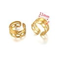 Anello a catena cava in acciaio dorato con vassoio rettangolare piatto 11x3mm variante - Vassoio di Giunzione Rettangolare a Catena Traforata (Gold-H)
