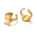 Anello regolabile dorato in acciaio inossidabile con base rotonda 10mm e bordo perlato - Base per Anello da 10mm con Motivo Perlato (Gold-J)