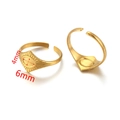 Anello con sigillo ovale in acciaio dorato con fascia regolabile e centro da 4x6mm - Vassoio Ovale Stile Sigillo (Gold-L)
