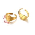 Anelli regolabili in acciaio inossidabile dorato con basi ovali 7x8mm per gioielli fai da te - Base Anello Oro Ovale Texture a Griglia (Gold-M)