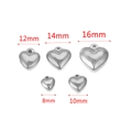 Polished silver stainless steel heart pendants in five sizes from 8mm to 16mm - 8mm / Steel