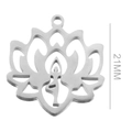 Edelstahl Lotus Yoga Meditationsanhänger in Silber mit einer Höhe von 21 mm Abmessung - Lotus-Yoga-Silhouette (Stahlfarbe 7)