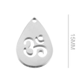 Silberfarbenes 15mm Om-Edelstahl-Amulett in Wassertropfenform für DIY-Schmuck - Tropfenform Om-Stil (Stahlfarbe 9)