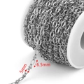 Detailed macro view of 5x6.5mm textured stainless steel Cuban link chain for DIY jewelry - Style A Steel Color