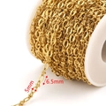 Detailed macro view of gold-plated oval Cuban chain links measuring 5mm by 6.5mm - Style A Gold