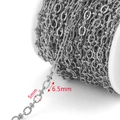 Textured gold-plated stainless steel oval link chain with 5x6.5mm embossed diamond pattern - Style B Steel Color