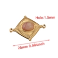 Gouden roestvrijstalen ruitvormige hanger met roze steen voor DIY sieraden maken - Enkel Stuk / Rozenkwarts