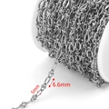 Silver stainless steel oval Cuban link chain on spool for DIY jewelry, 5mm x 6.6mm - Style C Steel Color