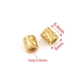 Perles cylindriques en acier inoxydable doré avec texture martelée 6,4x6mm pour bijoux - Petit style martelé cylindrique (1351-1pcs) / Or