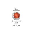 7mm orange cat eye natural stone bead with silver metal frame and 1.5mm hole for DIY jewelry - 6mm / Steel Color (Orange Cat Eye)