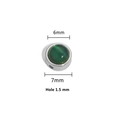 7mm Stainless steel bead with green cat's eye stone inlay and 1.5mm hole for DIY jewelry - 6mm / Steel Color (Green Cat Eye)
