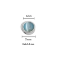 Light blue cat eye stone bead with silver metal base 6mm size for jewelry making - 6mm / Steel Color (Light Blue Cat Eye)