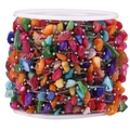 Chaîne de perles en pierres naturelles sur bobine pour création de bijoux et colliers - Style E Acier Coquillage