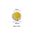 Yellow cat eye stone charm with 10mm silver steel frame for DIY jewelry making - 8mm / Steel Color (Yellow Cat Eye)