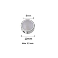 8mm pink opal stainless steel round bead connector with 1.5mm hole for DIY jewelry - 8mm / Steel Color (Pink White Cat Eye)