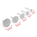 Flat head stainless steel earring posts in five sizes from 4mm to 12mm for DIY making - Steel Color - Without Earring Backs / 4mm