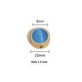 Blue cat-eye stone bead with golden stainless steel frame measuring 10mm for DIY jewelry - 8mm / Gold (Blue Stone)