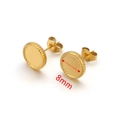 8mm goldene Edelstahl-Ohrstecker-Rohlinge mit runder Fassung für DIY Schmuckherstellung - 8mm / Gold