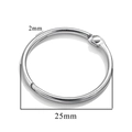 Silver 25mm loose leaf binder ring with 2mm wire diameter for DIY craft projects - 25mm / Steel