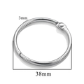 Silver 38mm stainless steel loose-leaf binder ring with 3mm thickness and hinge - 39mm / Steel