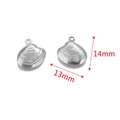 Silver stainless steel seashell charms in 14mm x 13mm size for DIY jewelry making - Steel Color Shell