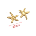 22mm 18K gold plated stainless steel starfish pendant for DIY jewelry making - Golden Large Starfish