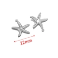 Silver stainless steel starfish charms for DIY jewelry making, 22mm ocean theme pendants - Steel Large Starfish