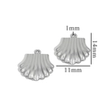 Pair of shell shaped stainless steel pendants with 11x14mm dimensions in silver finish - Small Scallop Steel