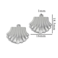 Silver stainless steel seashell pendant charms for DIY jewelry making 18.5x16mm size - Large Scallop Steel