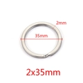 Silver stainless steel 35mm split ring for DIY keychains with 2mm thickness - 2×35MM / Steel